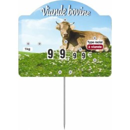 Étiquette "Champêtre viande bovine" sans texte à pique et tournette 10,6 x 8,7 cm - par 10