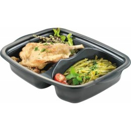 Boite plats cuisinés PP 2 compartiments 55 + 35 cl - par 200