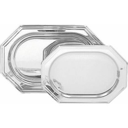 Plateau octogonal PET argenté 35 x 25 cm - par 50