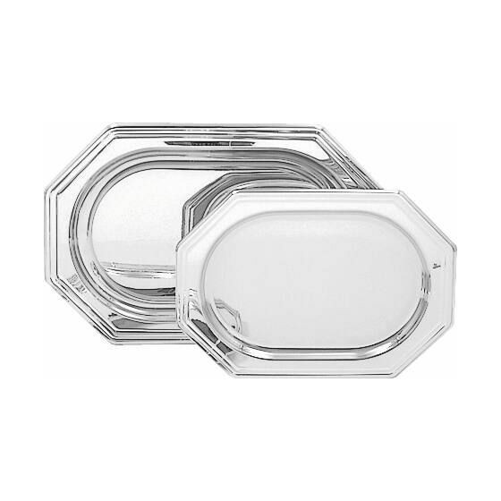 Plateau octogonal PET argenté 35 x 25 cm - par 50 Plateau octogonal PET argenté 35 x 25 cm - par 50