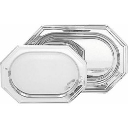 Plateau octogonal PET argenté 46 x 30 cm - par 50