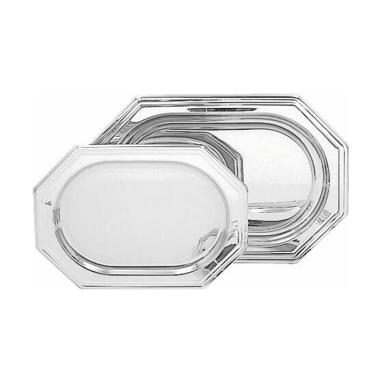 Plateau octogonal PET argenté 46 x 30 cm - par 50 Plateau octogonal PET argenté 46 x 30 cm - par 50