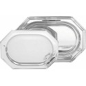 Plateau octogonal PET argenté 46 x 30 cm - par 50