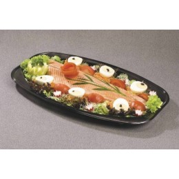 Plat ovale PET noir 540x350x25mm /10