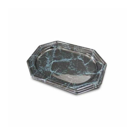 Plateau octogonal PET marbré noir 27 x 19 cm - par 50 Plateau octogonal PET marbré noir 27 x 19 cm - par 50