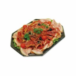 Plateau octogonal PET marbré noir 55 x 37 cm - par 5