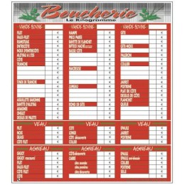 Tableau tarif boucherie VBVA 70,5 x 77 cm