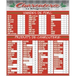 Tableau tarif charcuterie 40 x 50 cm