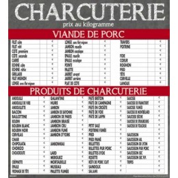 Tableau tarif charcuterie maestro 70 x 80 cm