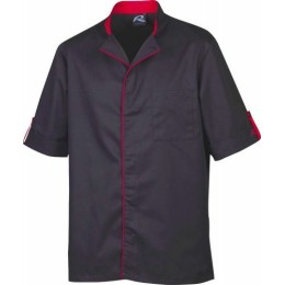 Veste polycoton manches courtes noir/ rouge T5