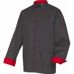 Veste polycoton manches longues noir/rouge T3