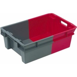 Bac gerbable emboitable PEHD gris/rouge 32 l