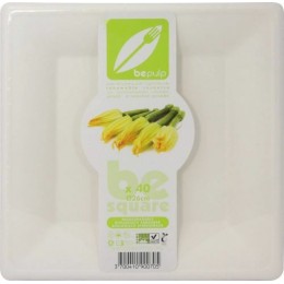 Assiette carrée bio 26 cm en bagasse - par 40