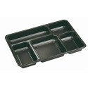 Plateau repas 5 compartiments plastique noir 32 x 22,5 x 3,4 cm - par 25