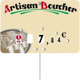 Étiquette artisan boucher sans texte à pique et tournette 8 x 12 cm - par 10