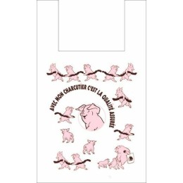 Sac bretelles blanc "Charcutier" PEBD 50 µ 50 x 30 + 7 cm - par 500