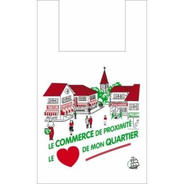 Sac bretelles "Commerce de proximité" PEBD 50 µ 50 x 30 + 7 cm - par 500