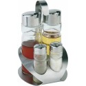 Ménagère 4 pièces sel/poivre/huile/vinaigre inox