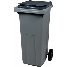 Poubelle plastique grise sur roues 120 L