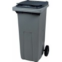 Poubelle plastique grise sur roues 120 L