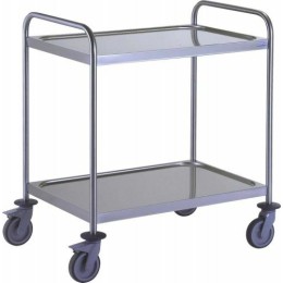 Chariot de service inox 2 plateaux 89,5 x 62,5 x 96 cm