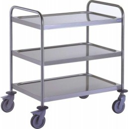 Chariot de service inox 3 plateaux 109,5 x 69,5 x 96 cm