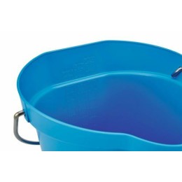 Seau gradué PP bleu anse inox 6 L