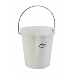 Seau gradué PP blanc anse inox 6 L