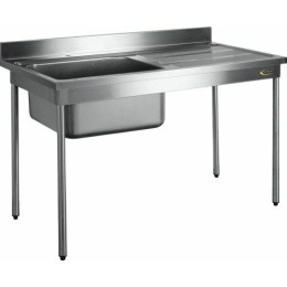 Plonge inox bac 75 L et égouttoir à gauche 120 cm