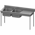 Plonge inox 2 bacs 75 L et égouttoir à droite 160 cm