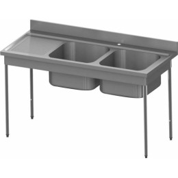 Plonge, 2 bac 75L et égouttoir à gauche 160 cm