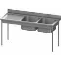 Plonge inox 2 bacs 75 L et égouttoir à gauche 180 cm