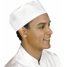 Toque plate coton blanc avec velcro