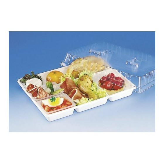 Plateau repas plastique 5 compartiments 290 x 224mm blanc - PAREDES