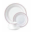 Assiette plate verre trempé blanc/filet bordeaux ø 23,5 cm - par 24