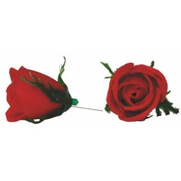 Rose rouge à piquer ø 8 x 7 cm - par 25