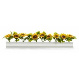 Barrette blanche fleurs de tournesol 25cm/12