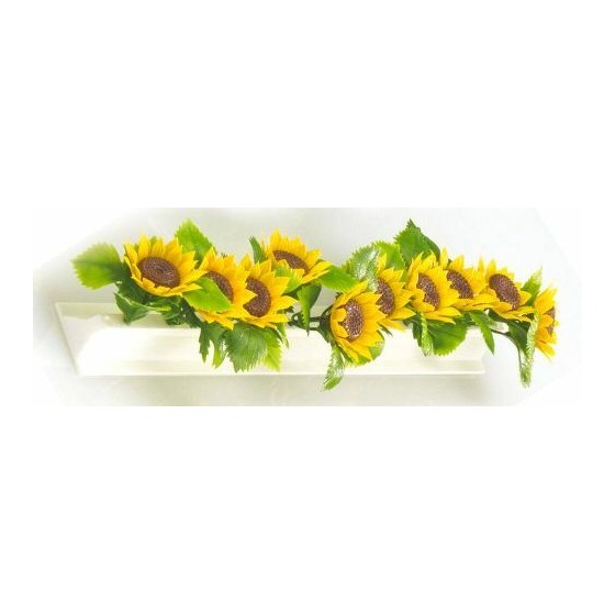 Barrette blanche fleurs de tournesol 25cm/12