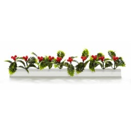 Barrette blanche garniture houx 25cm/12