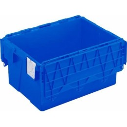 Bac à couvercle integré 55L bleu