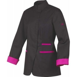 Veste polycoton noir/fuschia manches longues femme T1