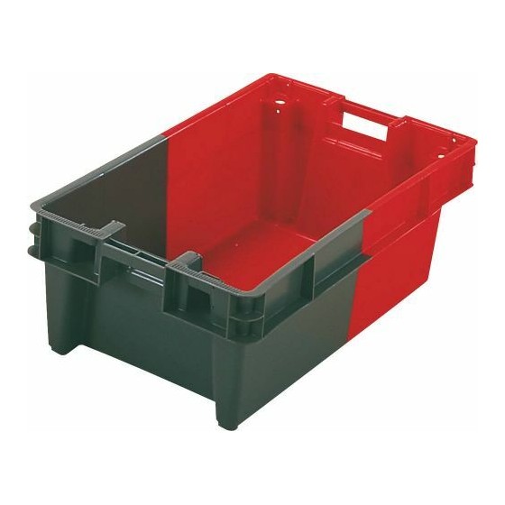 Bac gerbable/emboitable a drainage PEHD gris/rouge 60 l