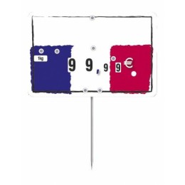 Étiquette bleu blanc rouge sans texte à pique et tournette 10 x 6,7 cm - par 10