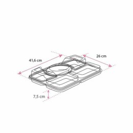Plateau repas 5 compartiment plastique bordeaux 41,6 x 26 x 7,5 cm - par 15