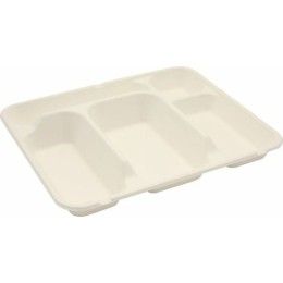 Plateau repas 5 compartiments en bagasse 29,5 x 24 x 4 cm - par 50