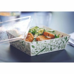 Barquette nomade en kraft blanc avec couvercle en RPET - par 100