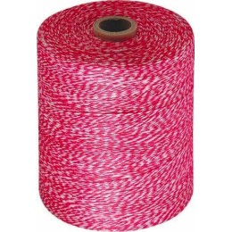Ficelle lin chinée rouge et blanc polie calibre 3,5/2 - par 1 kg