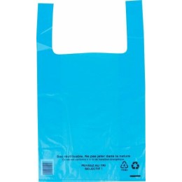 Sac bretelles bleu PEBD 50 µ 26 + 6 + 6 x 45 cm - carton de 500