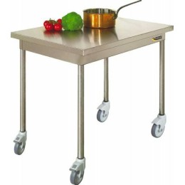 Table centrale inox avec roulettes 140x70cm