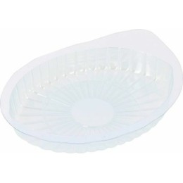 Barquette steak haché ovale polystyrène PVC transparent 13 x 9 x 2 cm - par 250